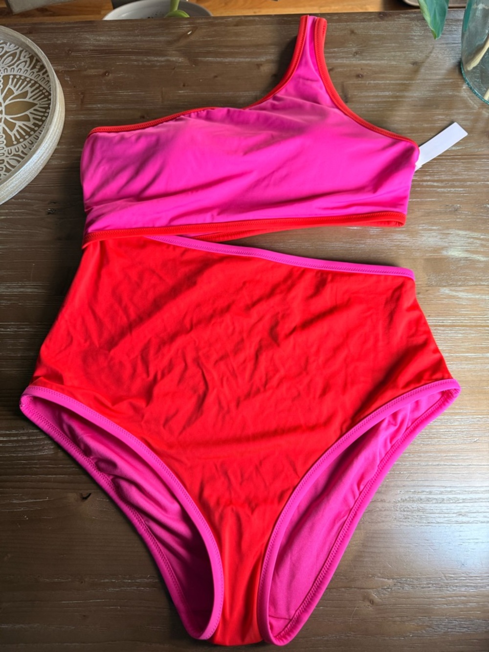 Victoria's Secret Hot Pink & Red Colorblock Swimwear